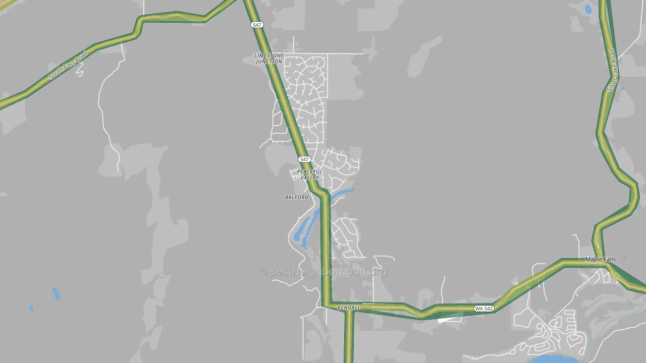 Peaceful Valley, WA Map of Noise Levels in Peaceful Valley