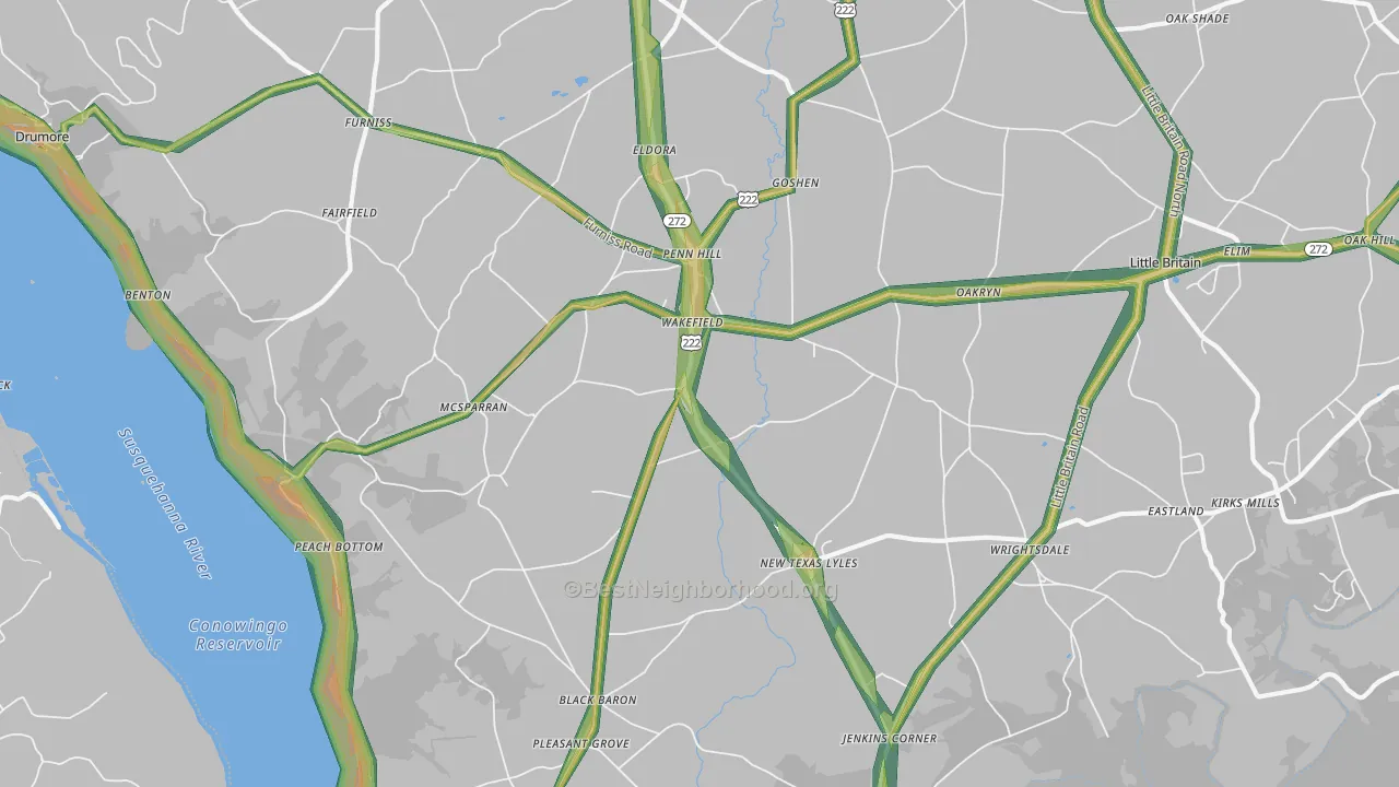 Peach Bottom, PA Map of Noise Levels in Peach Bottom