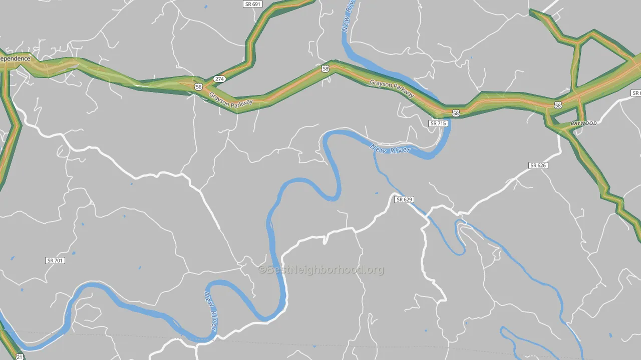 Peach Bottom, VA Map of Noise Levels in Peach Bottom