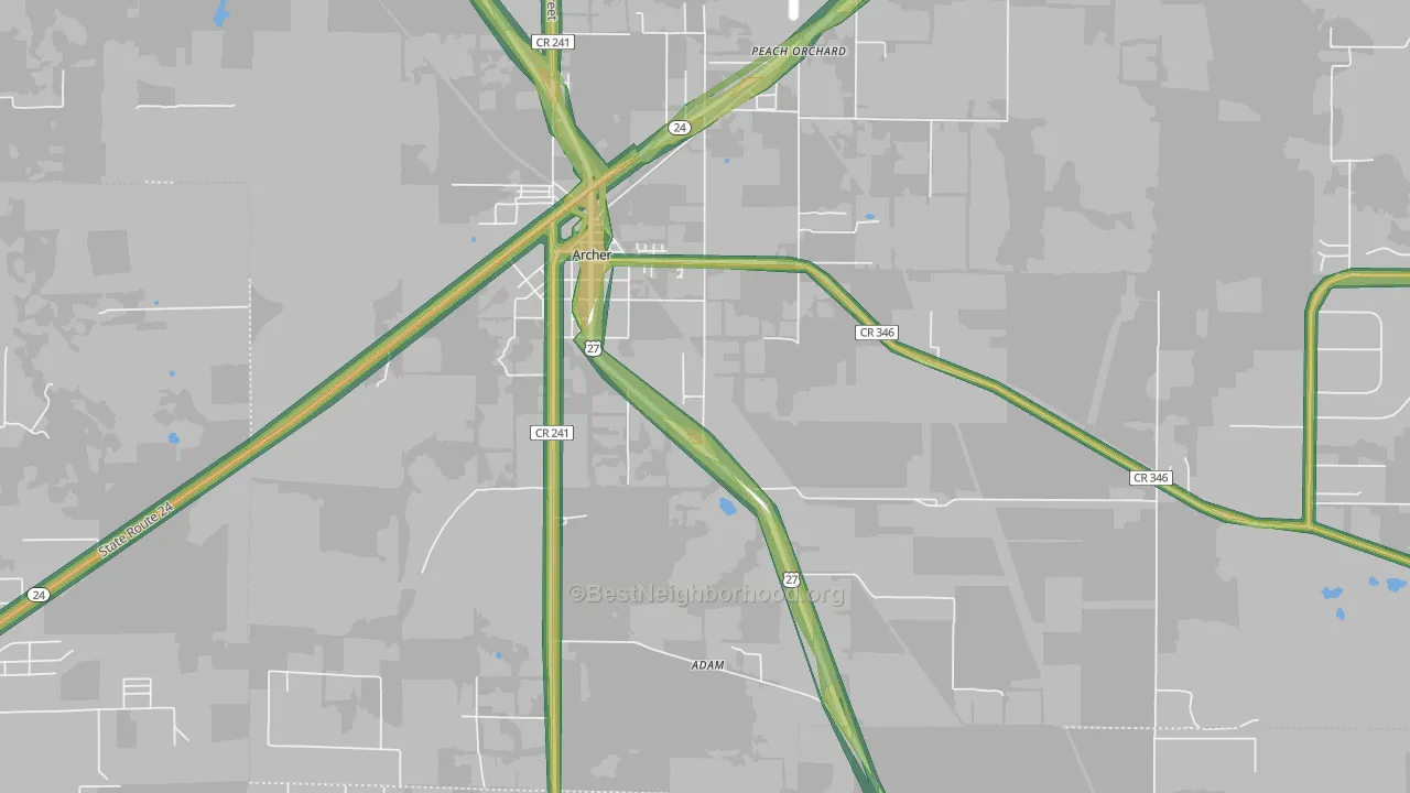 Peach Orchard, FL Map of Noise Levels in Peach Orchard