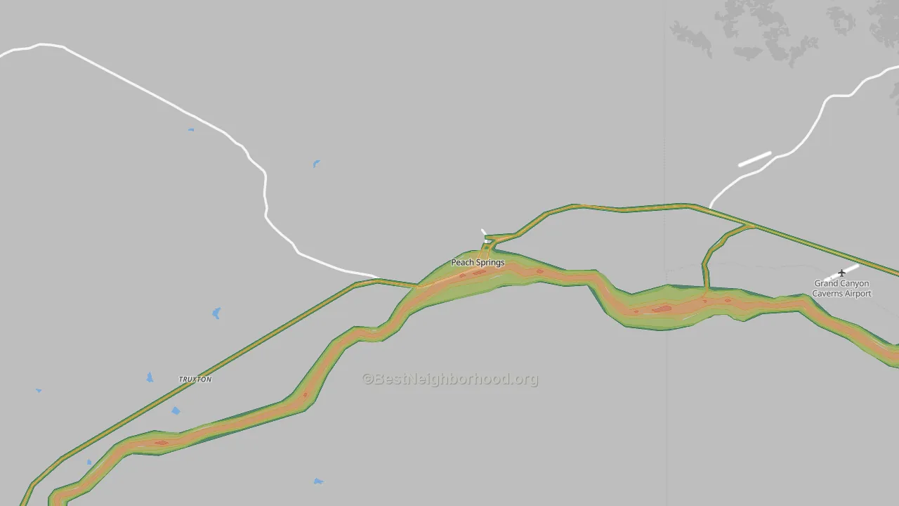 Peach Springs, AZ Map of Noise Levels in Peach Springs