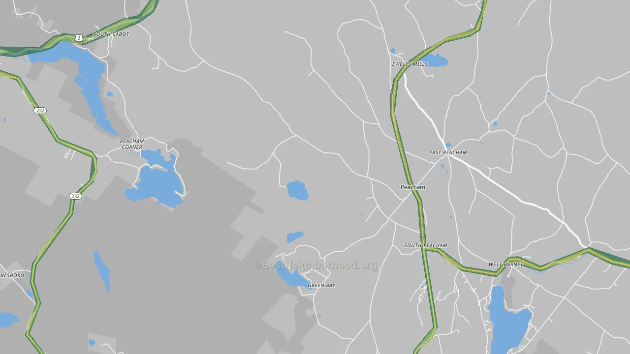 Peacham, VT Map of Noise Levels in Peacham