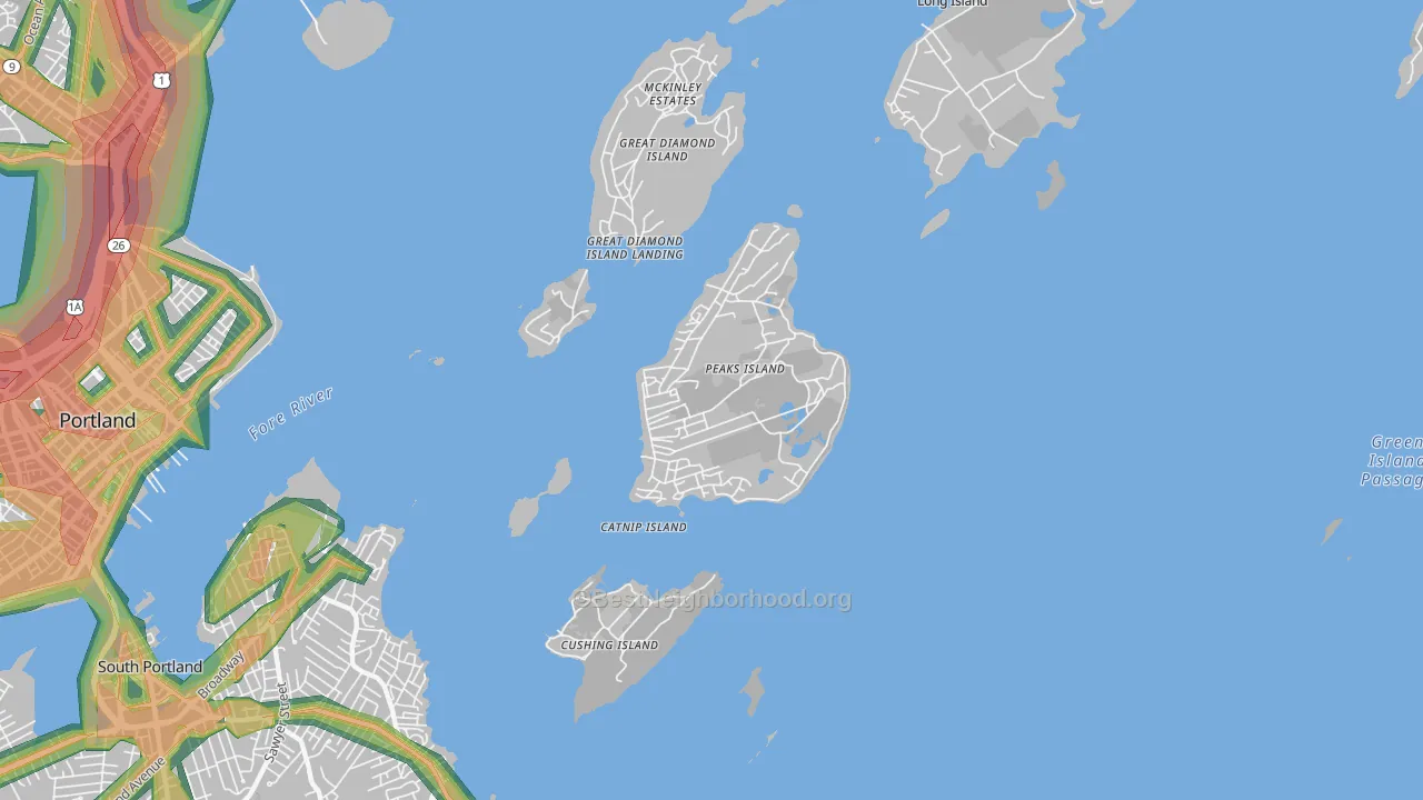 Peaks Island, ME Map of Noise Levels in Peaks Island