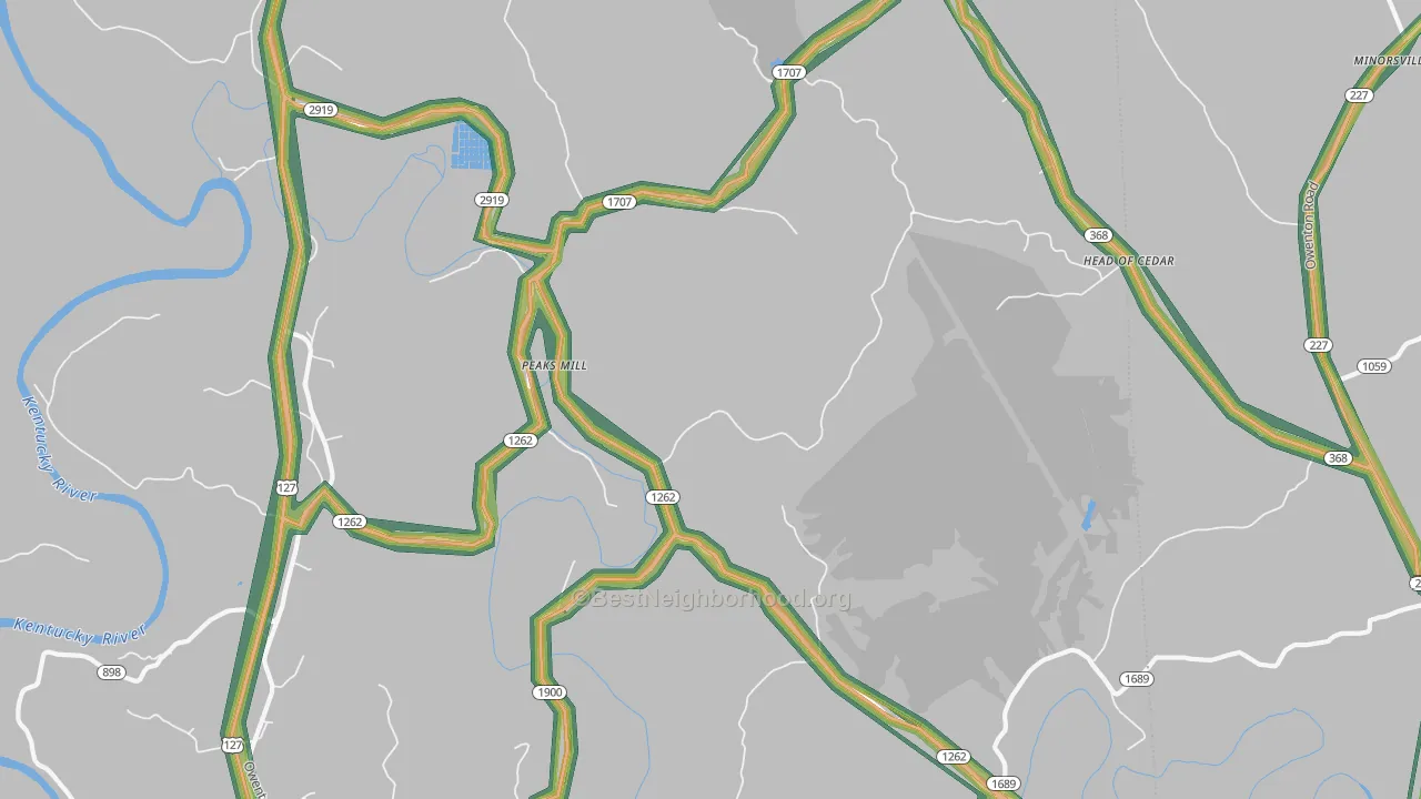Peaks Mill, KY Map of Noise Levels in Peaks Mill