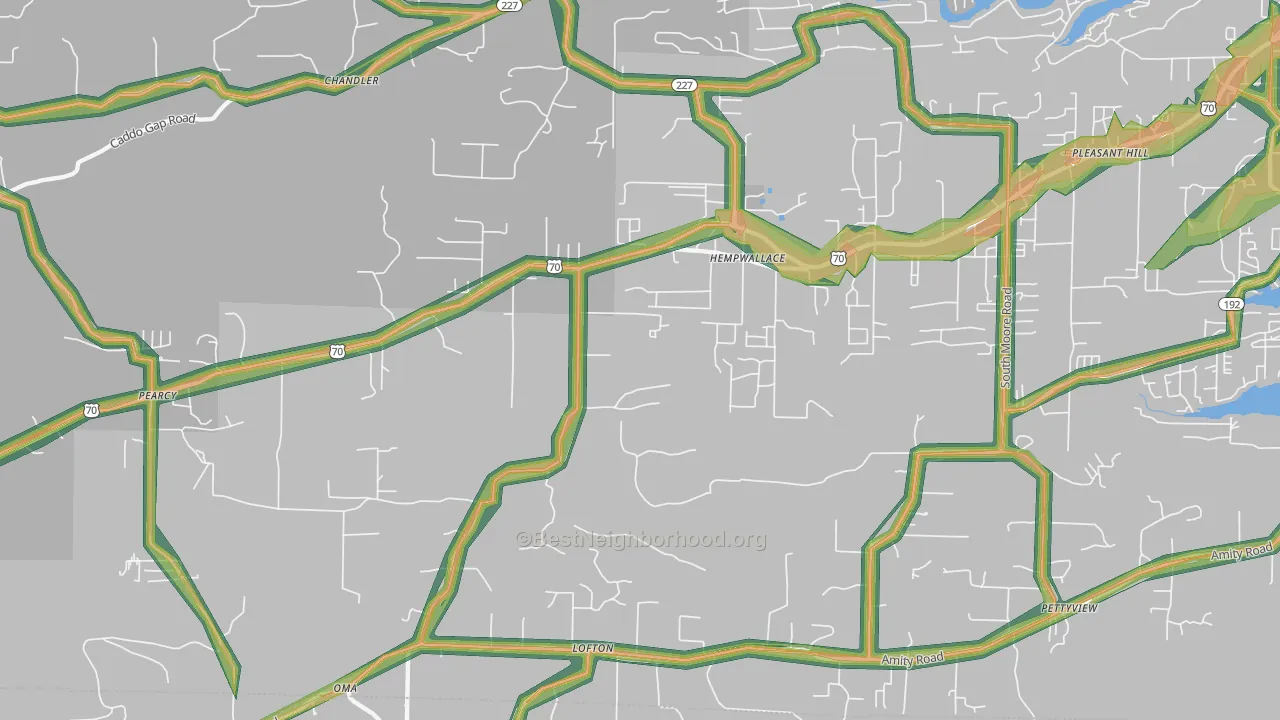 Pearcy, AR Map of Noise Levels in Pearcy
