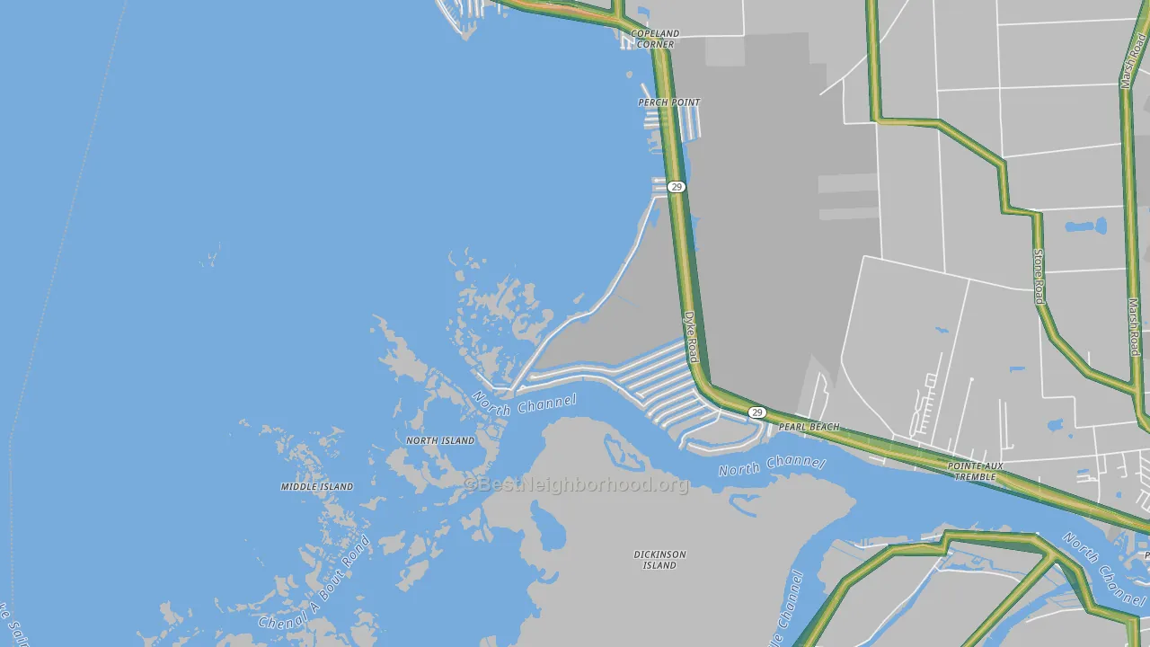 Pearl Beach, MI Map of Noise Levels in Pearl Beach