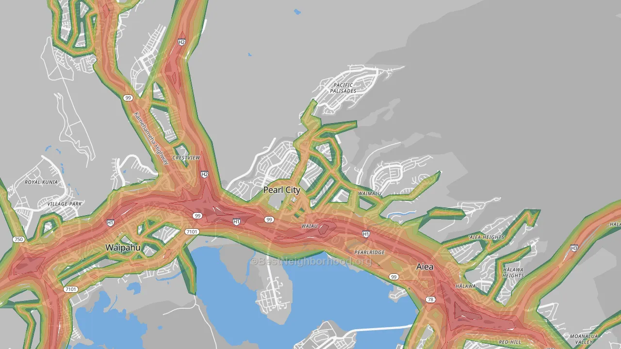 Pearl City, HI Map of Noise Levels in Pearl City