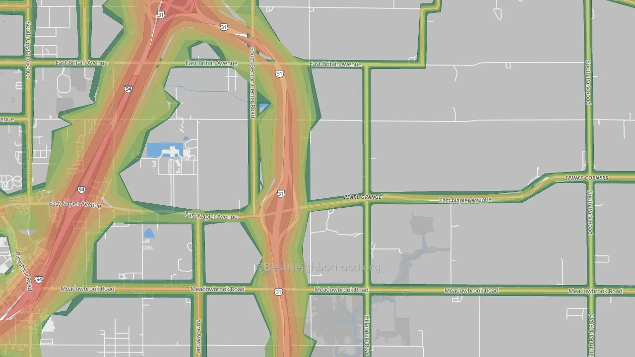 Pearl Grange, MI Map of Noise Levels in Pearl Grange
