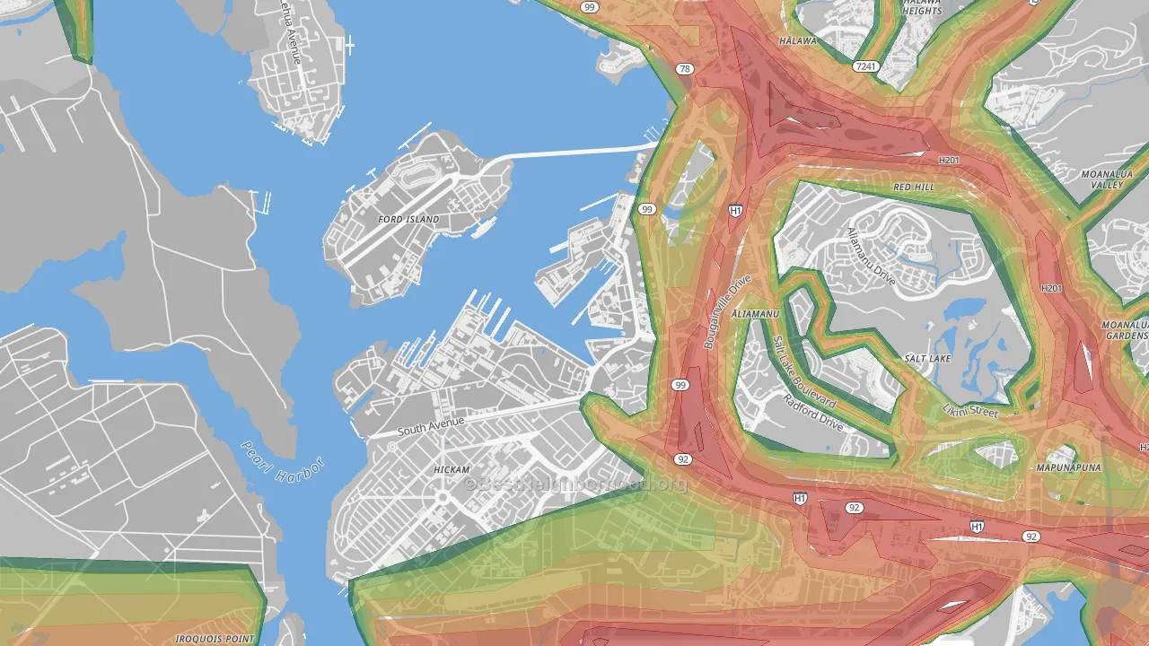 Pearl Harbor, HI Map of Noise Levels in Pearl Harbor