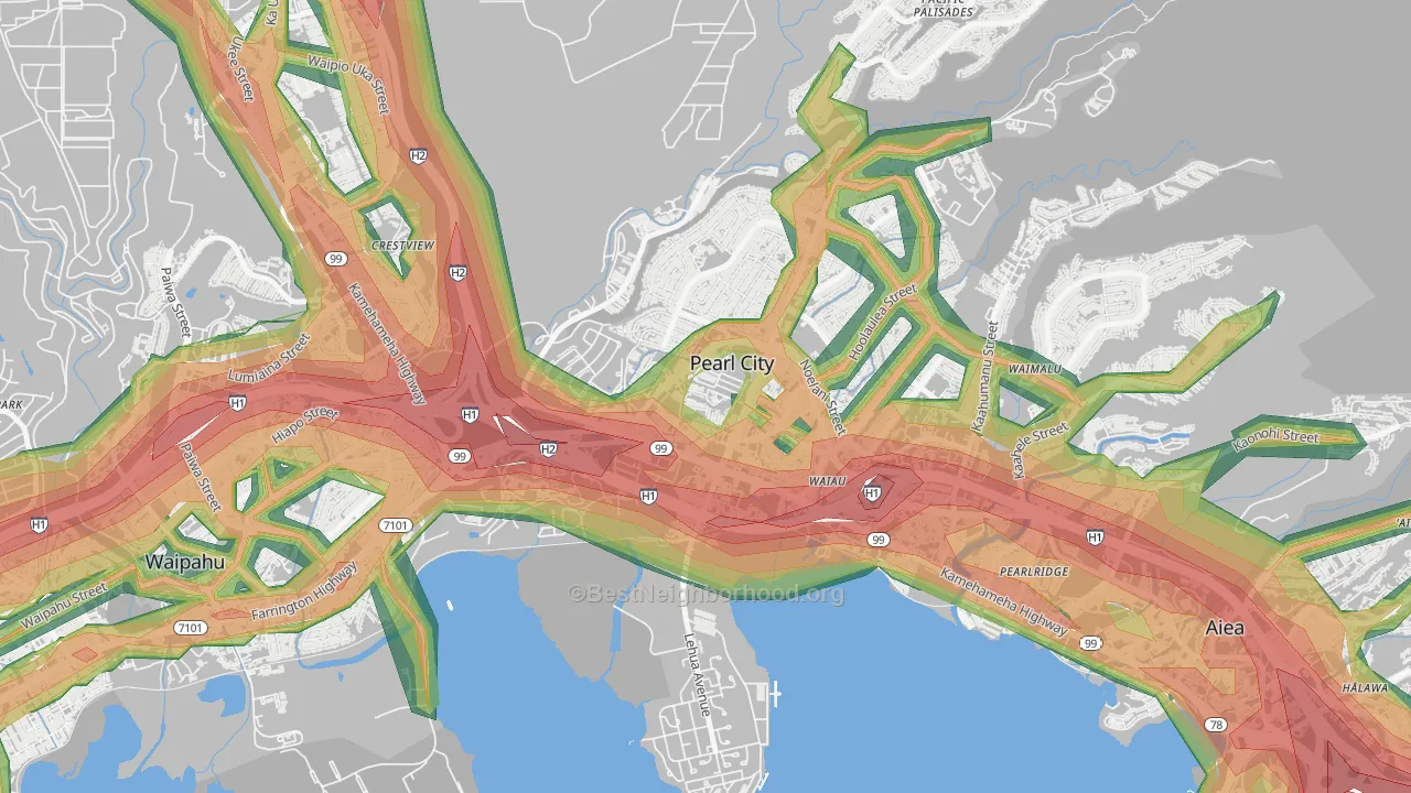 Pearl Highlands, Pearl City, HI Map of Noise Levels in Pearl Highlands