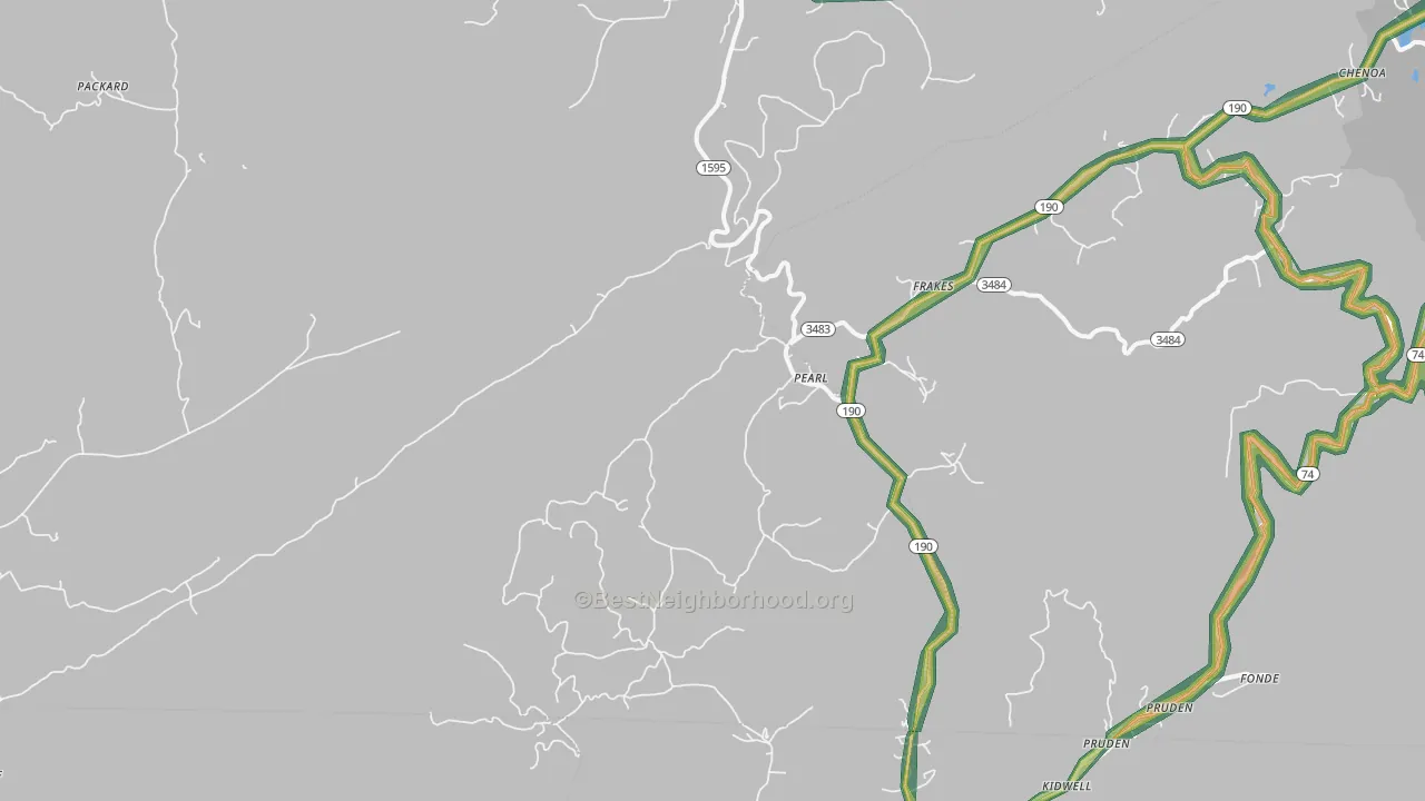 Pearl, KY Map of Noise Levels in Pearl