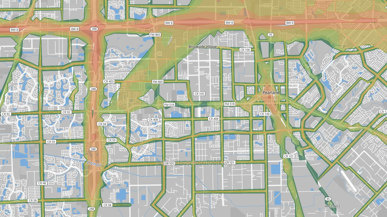 Pearland, TX Map of Noise Levels in Pearland
