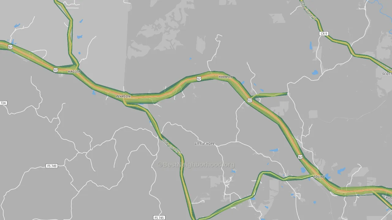 Pearson, AL Map of Noise Levels in Pearson