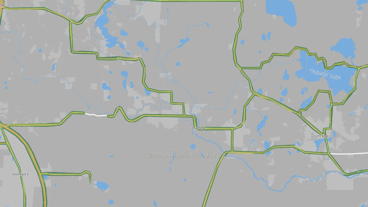 Pearson, WI Map of Noise Levels in Pearson
