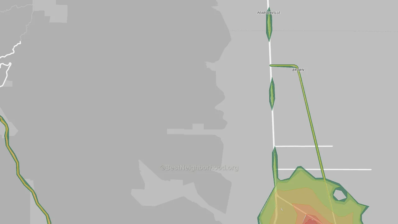 Pearsonville, CA Map of Noise Levels in Pearsonville