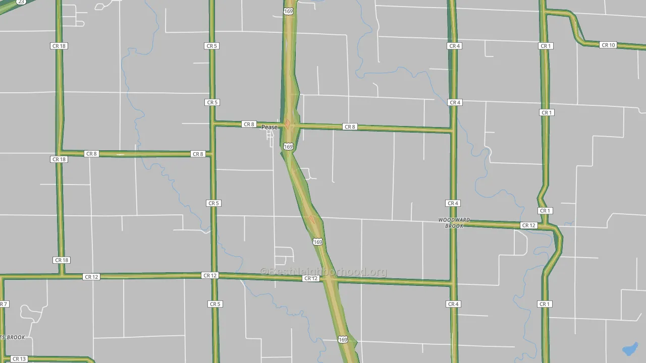Pease, MN Map of Noise Levels in Pease