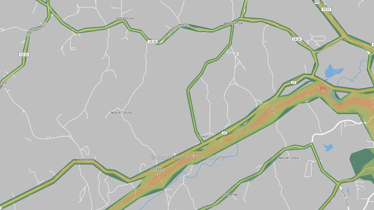 Peavy, AL Map of Noise Levels in Peavy
