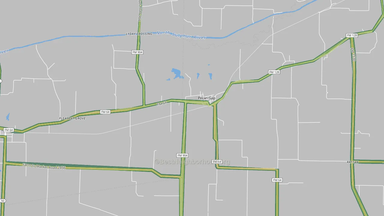 Pecan Gap, TX Map of Noise Levels in Pecan Gap