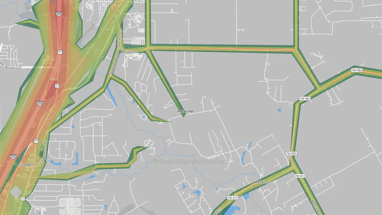 Pecan Hill, TX Map of Noise Levels in Pecan Hill