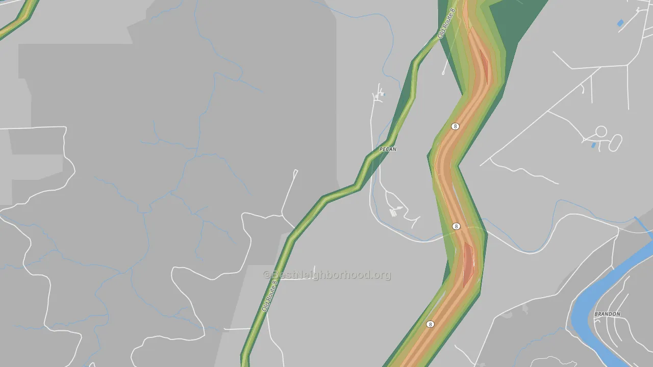Pecan, PA Map of Noise Levels in Pecan