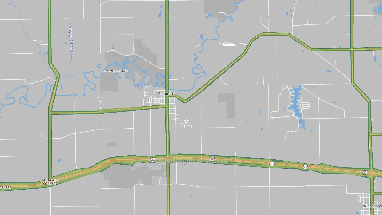 Pecatonica, IL Map of Noise Levels in Pecatonica