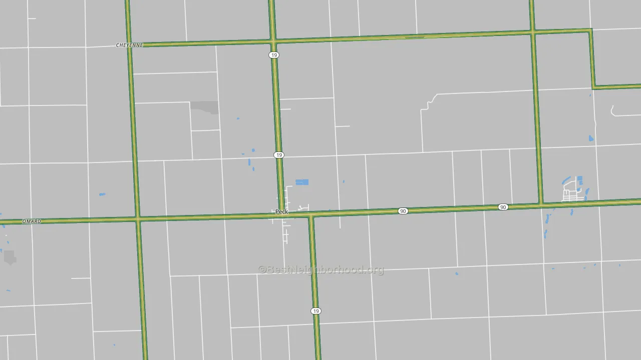 Peck, MI Map of Noise Levels in Peck