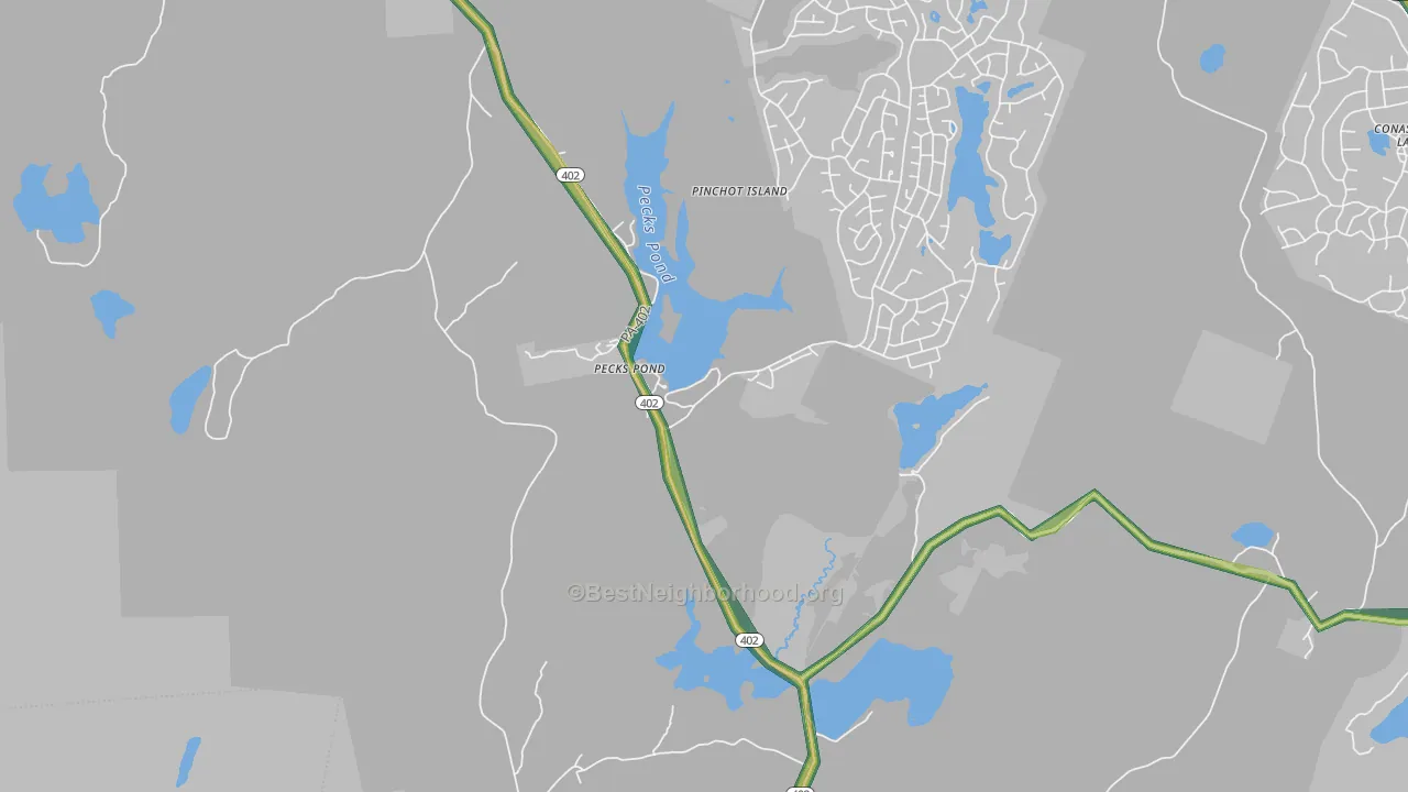 Pecks Pond, PA Map of Noise Levels in Pecks Pond