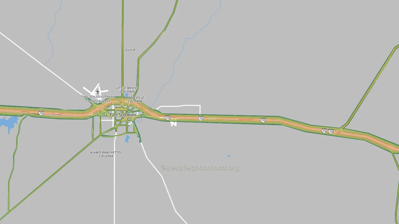 Pecos County, TX Map of Noise Levels in Pecos County