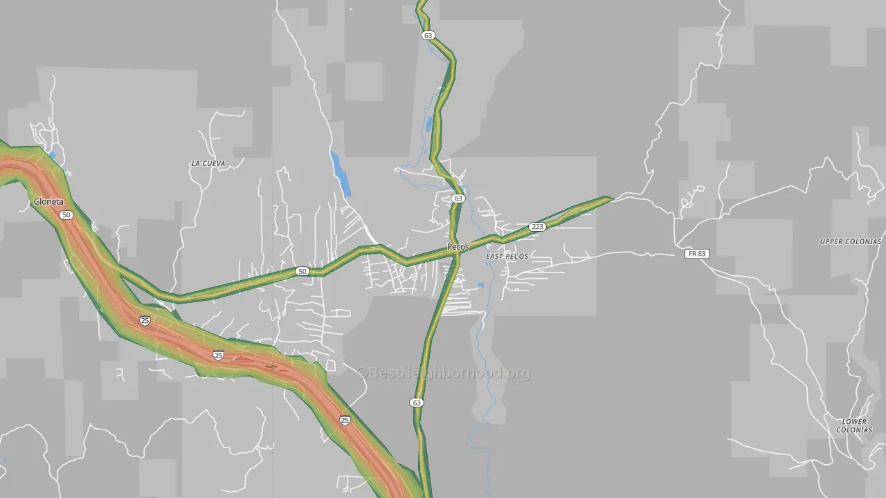 Pecos, NM Map of Noise Levels in Pecos