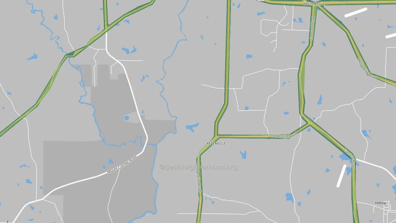 Pedenville, GA Map of Noise Levels in Pedenville