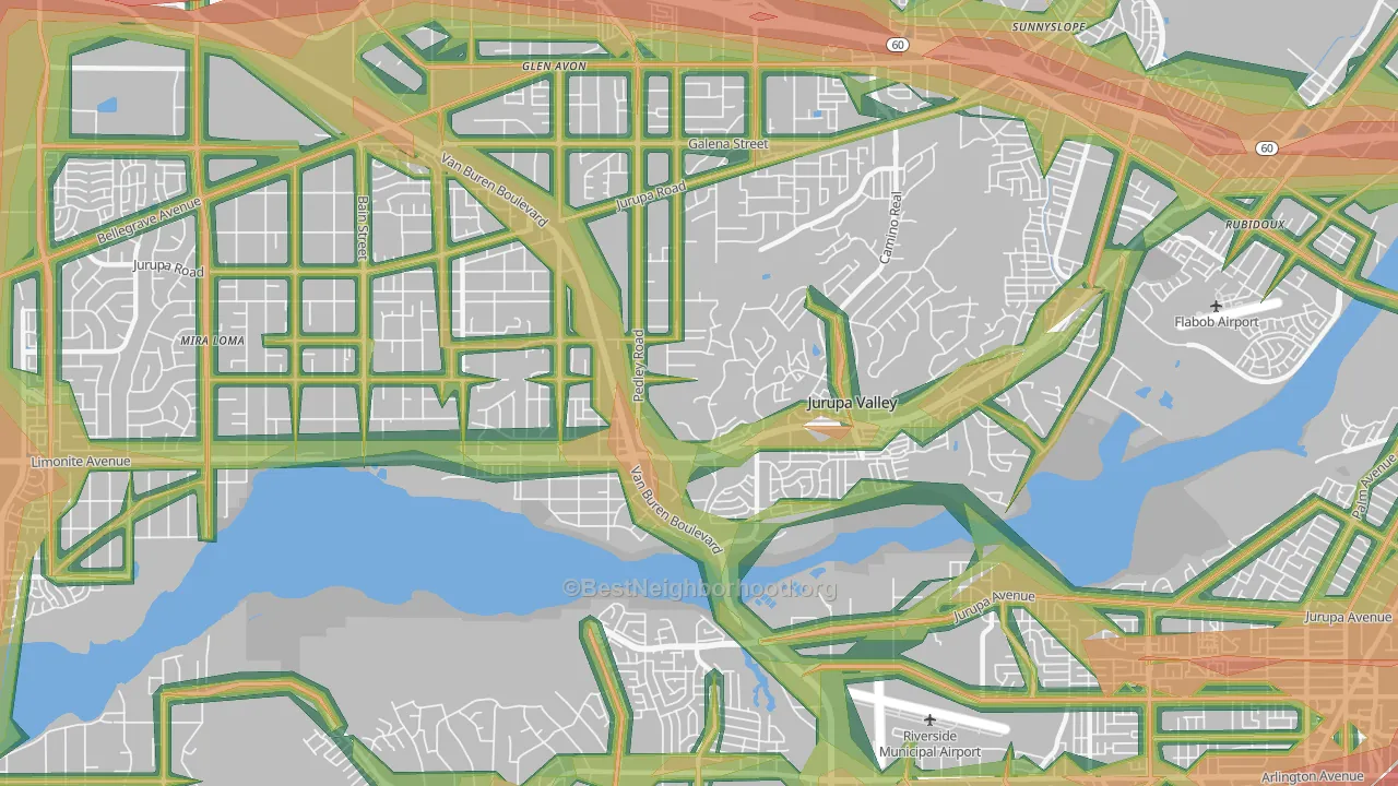Pedley, CA Map of Noise Levels in Pedley