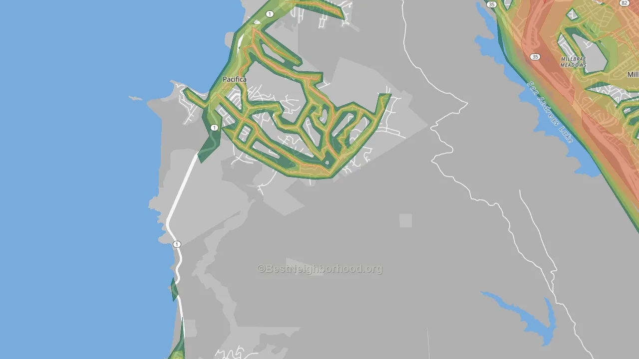 Pedro Valley, CA Map of Noise Levels in Pedro Valley