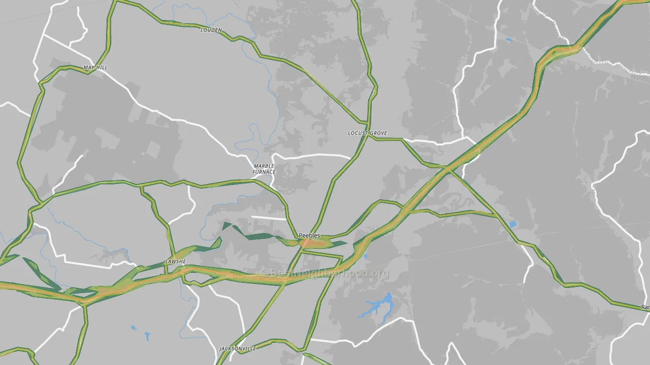 Peebles, OH Map of Noise Levels in Peebles
