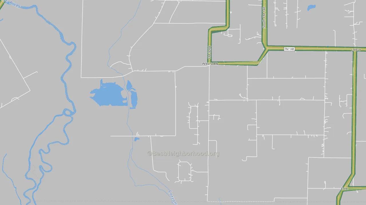Peeltown, TX Map of Noise Levels in Peeltown