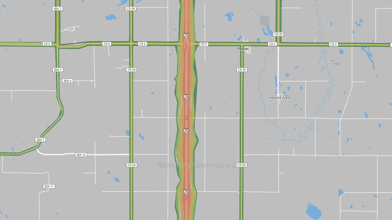 Peever, SD Map of Noise Levels in Peever