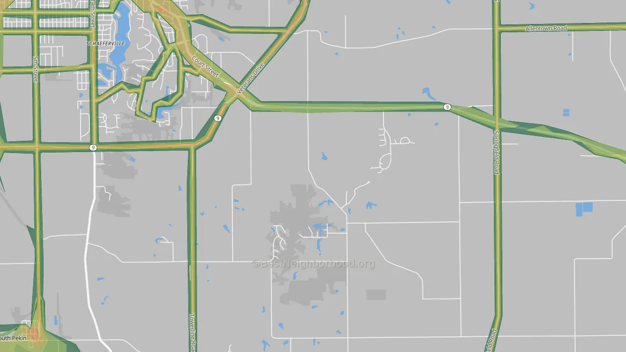 Pekin Heights, IL Map of Noise Levels in Pekin Heights