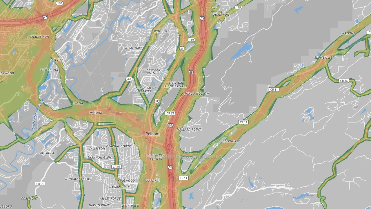 Pelham, AL Map of Noise Levels in Pelham