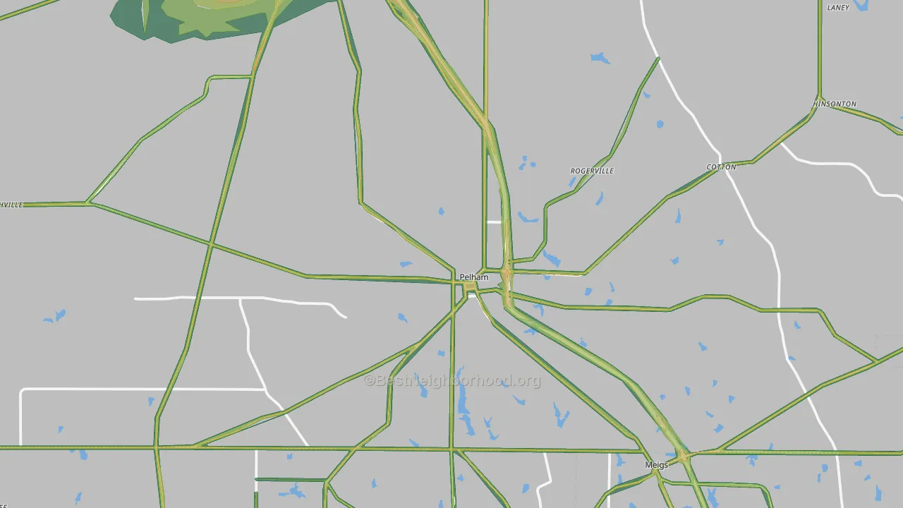 Pelham, GA Map of Noise Levels in Pelham