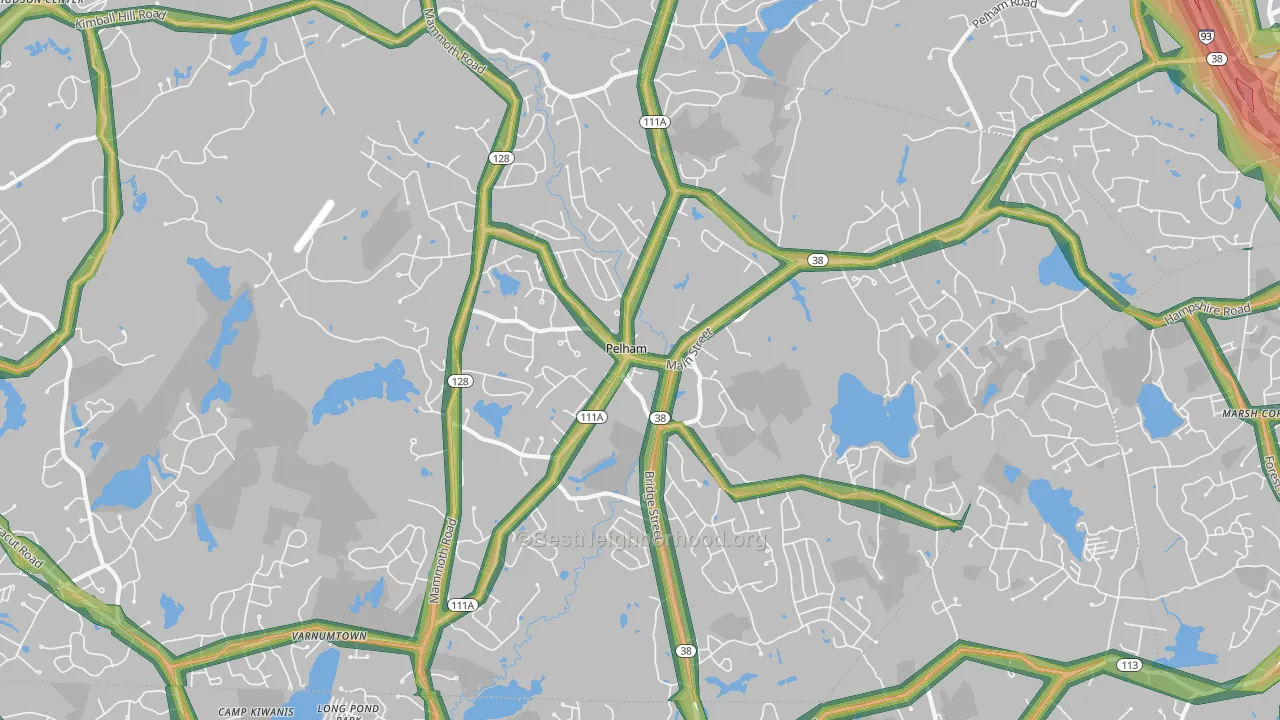 Pelham, NH Map of Noise Levels in Pelham
