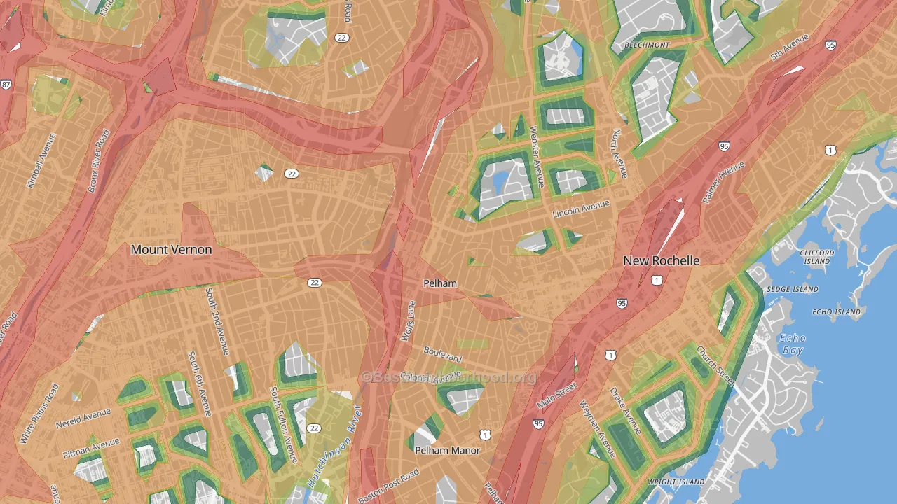 Pelham, NY Map of Noise Levels in Pelham