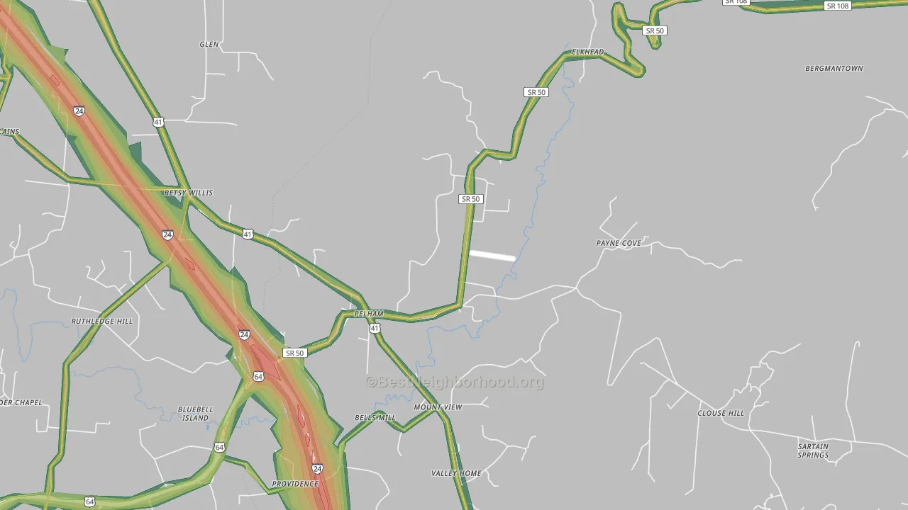 Pelham, TN Map of Noise Levels in Pelham