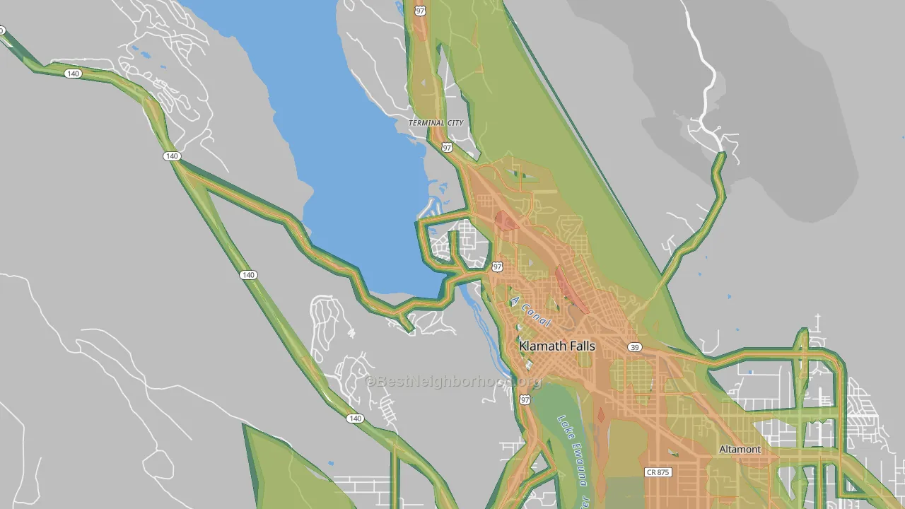 Pelican City, OR Map of Noise Levels in Pelican City
