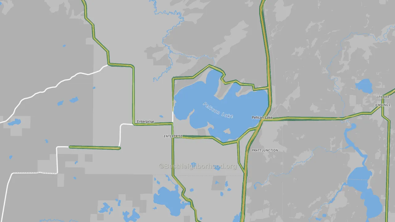 Pelican Lake, WI Map of Noise Levels in Pelican Lake