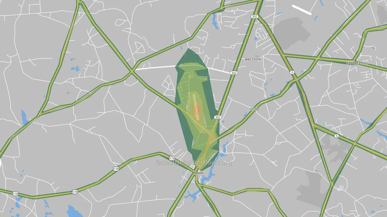 Pelion, SC Map of Noise Levels in Pelion
