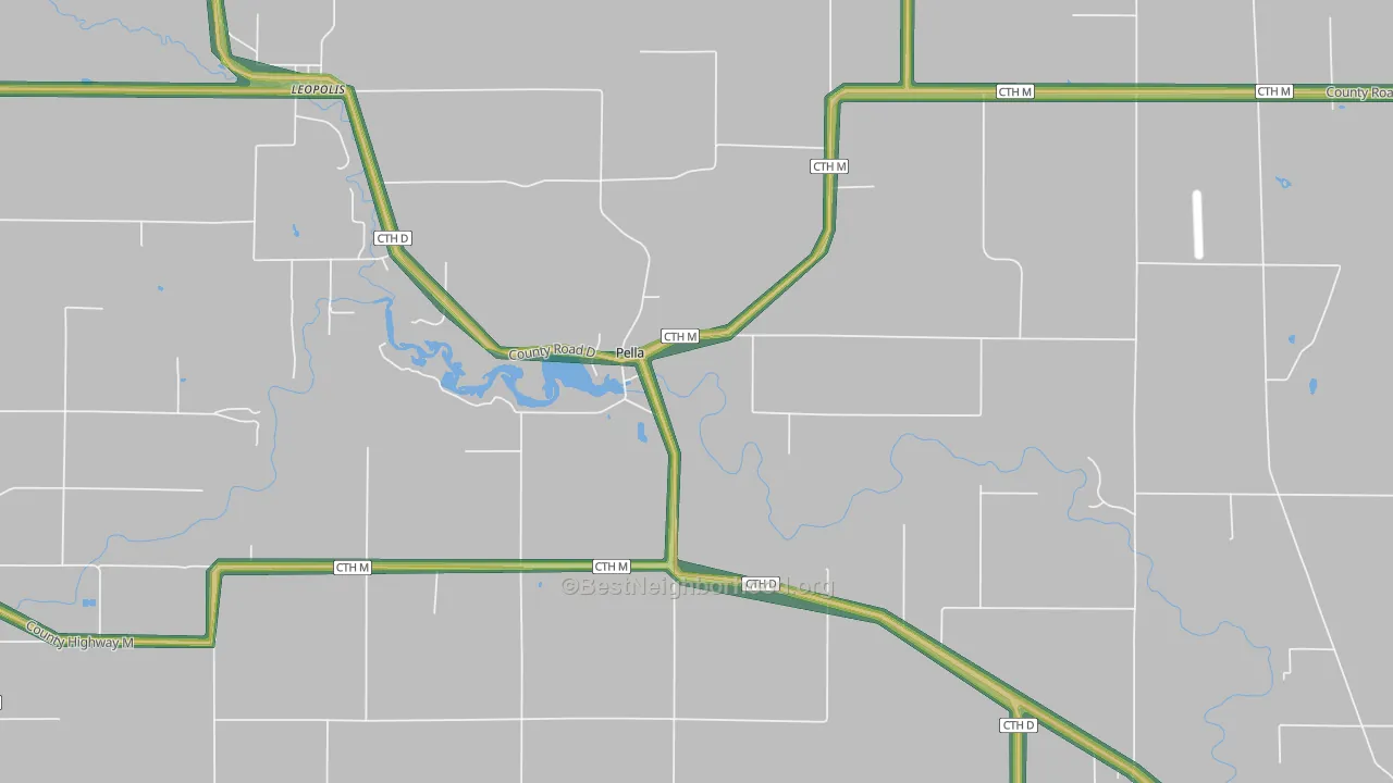 Pella, WI Map of Noise Levels in Pella