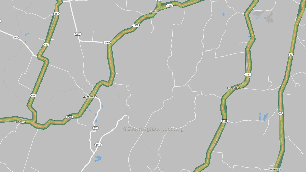 Pellville, KY Map of Noise Levels in Pellville
