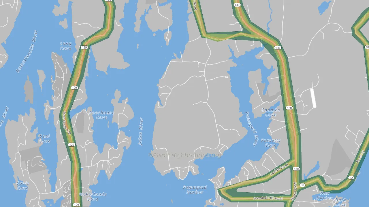 Pemaquid Harbor, ME Map of Noise Levels in Pemaquid Harbor