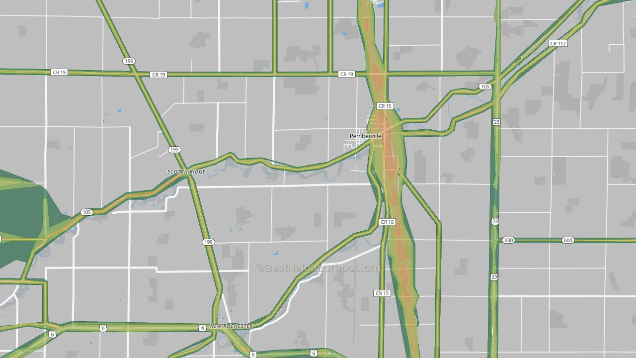 Pemberville, OH Map of Noise Levels in Pemberville