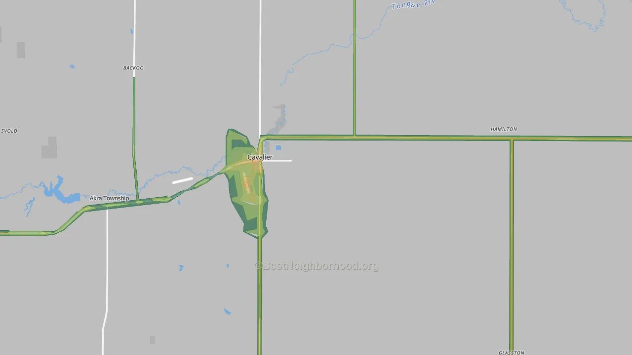 Pembina County, ND Map of Noise Levels in Pembina County