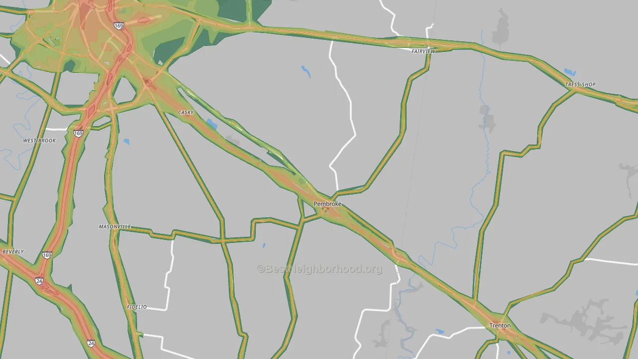 Pembroke, KY Map of Noise Levels in Pembroke